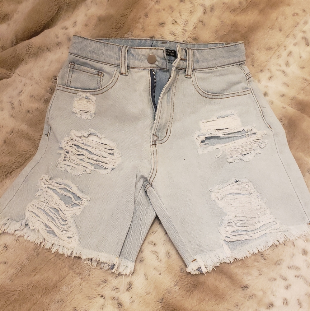 Distressed Denim Shorts
